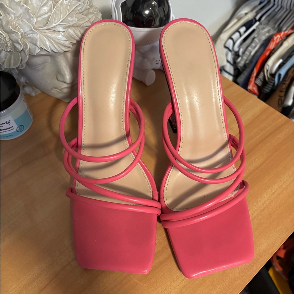 Elegant Pink Strappy Women's Heels